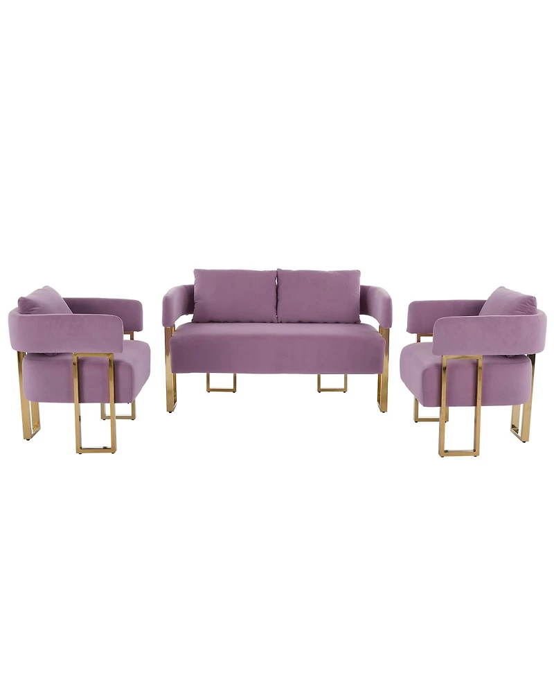 Streamdale Furniture Ts Modern Velvet Side Chair with Gold Metal Legs Lilac (Combo Set)