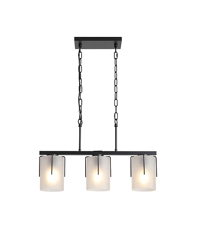 Midola Minimalist 3-Light Linear Chandelier, Pendant Lighting with Frosted Glass Shades, E26 Base Adjustable Ceiling Fixture for Dining Room