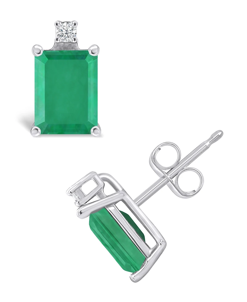 Tanzanite (1-1/5 ct. t.w.) & Diamond Accent Stud Earrings 14k White Gold (Also Emerald, Sapphire Ruby)