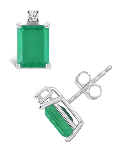 Tanzanite (1-1/5 ct. t.w.) & Diamond Accent Stud Earrings 14k White Gold (Also Emerald, Sapphire Ruby)