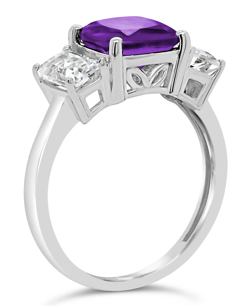 Gemstone and White Topaz (1-3/8 ct. t.w) Ring Sterling Silver