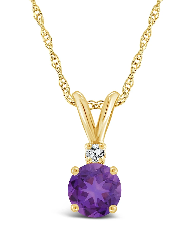 Amethyst (3/4 ct.t.w) and Diamond Accent Pendant Necklace in 14K Yellow Gold