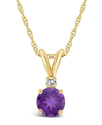 Amethyst (3/4 ct.t.w) and Diamond Accent Pendant Necklace in 14K Yellow Gold