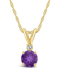 Amethyst (3/4 ct.t.w) and Diamond Accent Pendant Necklace in 14K Yellow Gold