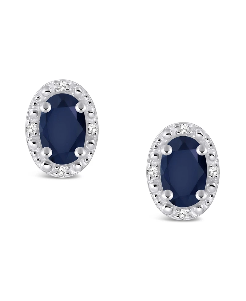 Sapphire (1-1/5 ct. t.w.) and Diamond Accent Stud Earrings in Sterling Silver