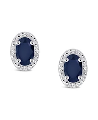 Sapphire (1-1/5 ct. t.w.) and Diamond Accent Stud Earrings in Sterling Silver