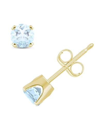 Gemstone Stud Earrings 14K Yellow Gold