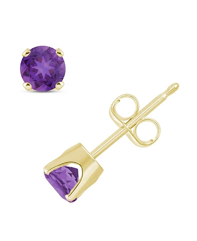 Gemstone Stud Earrings 14K Yellow Gold