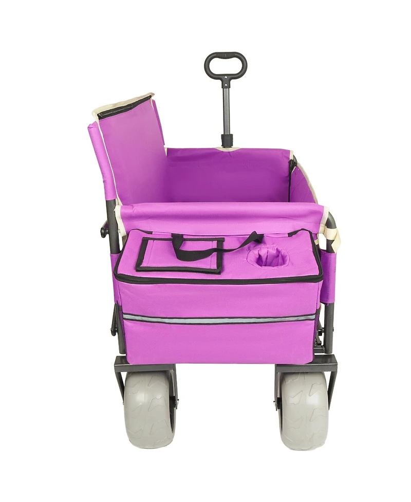 Streamdale Furniture 3-in-1 Heavy-Duty Folding Wagon Cart with Bench Seat 500lbs