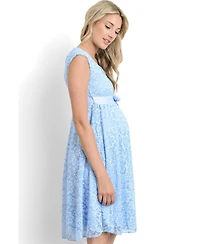 Hello Miz Women's Maternity Lace A-Line Dress with Scoop Neck