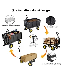 Streamdale Furniture 3-in-1 Oversized Steel Garden Cart 880lbs Capacity Utility Cart with Liner