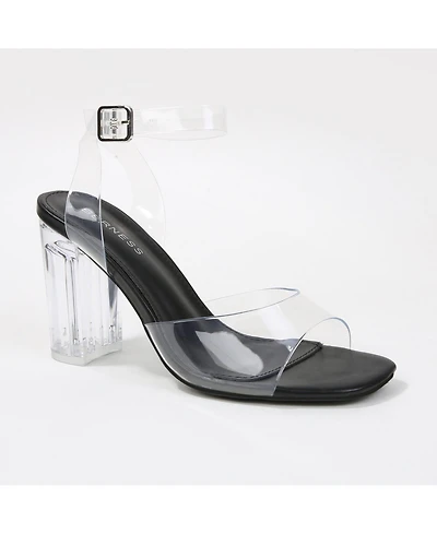 Berness Women's Navi Clear Strap and Block Heel Sandals