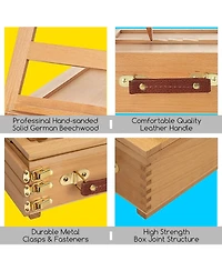 Meeden Large Adjustable Artist Tabletop Sketchbox Easel- Multi-Function Solid Beech Wood Storage Box Easel with 3-Drawer for Artist