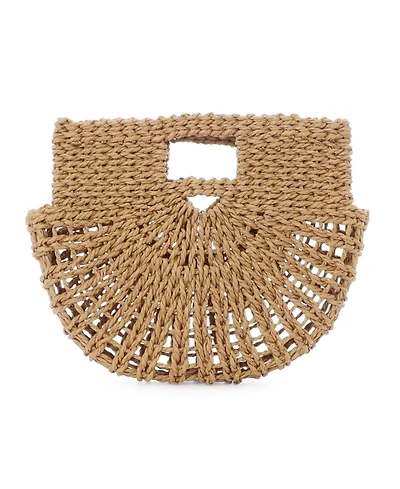 Adornia Fine Straw Arc Clutch Bag