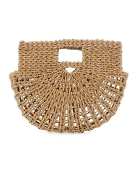 Adornia Fine Straw Arc Clutch Bag