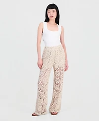 And Now This Women's Cotton Crochet Wide-Leg Pants, Macy's Exclusive