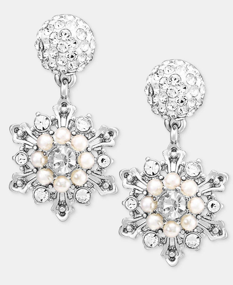 Holiday Lane Silver-Tone Snowflake Drop Earrings, Macy's Exclusive