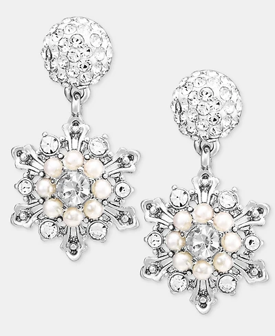 Holiday Lane Silver-Tone Snowflake Drop Earrings, Macy's Exclusive