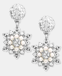 Holiday Lane Silver-Tone Snowflake Drop Earrings, Macy's Exclusive