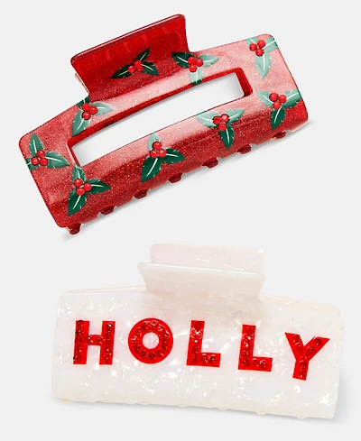 Holiday Lane Holly Claw Hair Clips, Set of Two, Macy's Exclusive