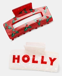 Holiday Lane Holly Claw Hair Clips, Set of Two, Macy's Exclusive