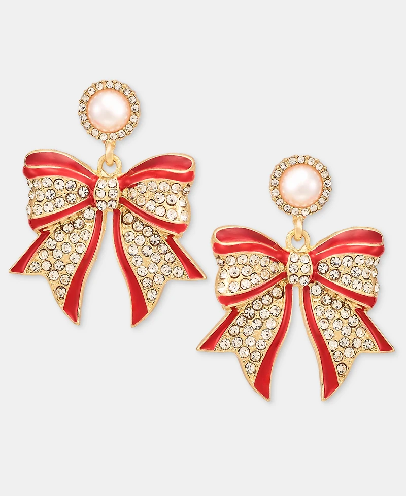 Holiday Lane Ribbon Bow Drop Earrings, Macy's Exclusive