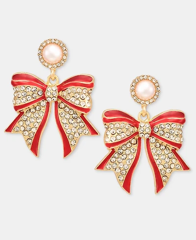 Holiday Lane Ribbon Bow Drop Earrings, Macy's Exclusive