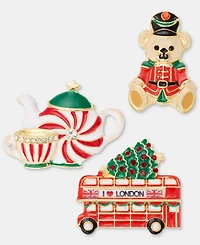 Holiday Lane London Holiday Pins, Set of Three, Macy's Exclusive