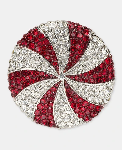 Holiday Lane Silver-Tone Peppermint Pin, Macy's Exclusive