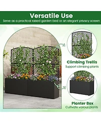 Gouun Set of 2 49 in Raised Garden Beds with Trellis and Woven Planter Box