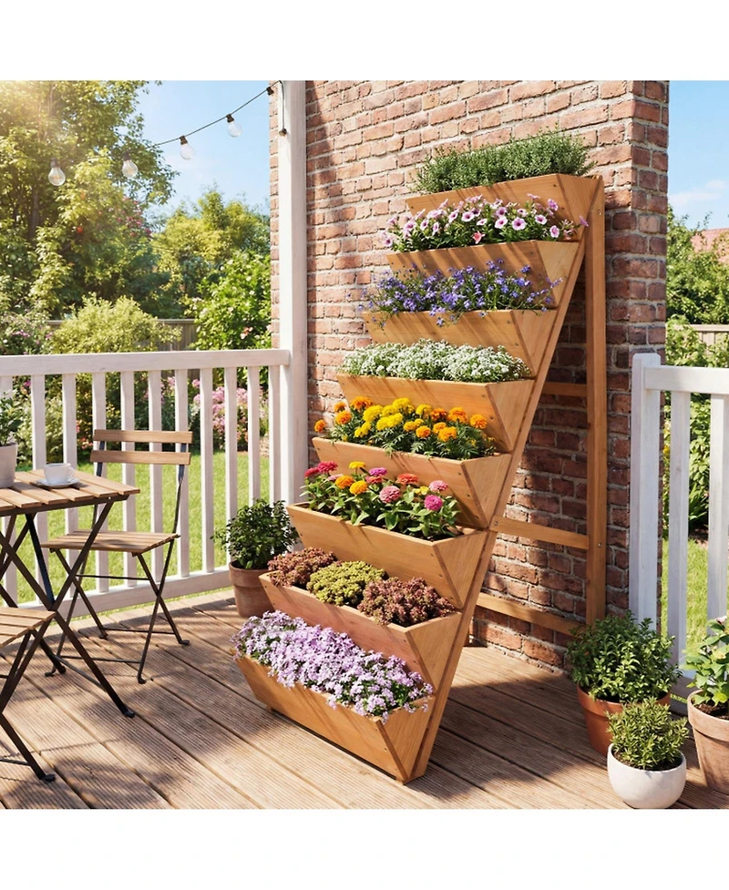 Gouun 8-Tier Vertical Wood Raised Garden Bed Planter with Legs