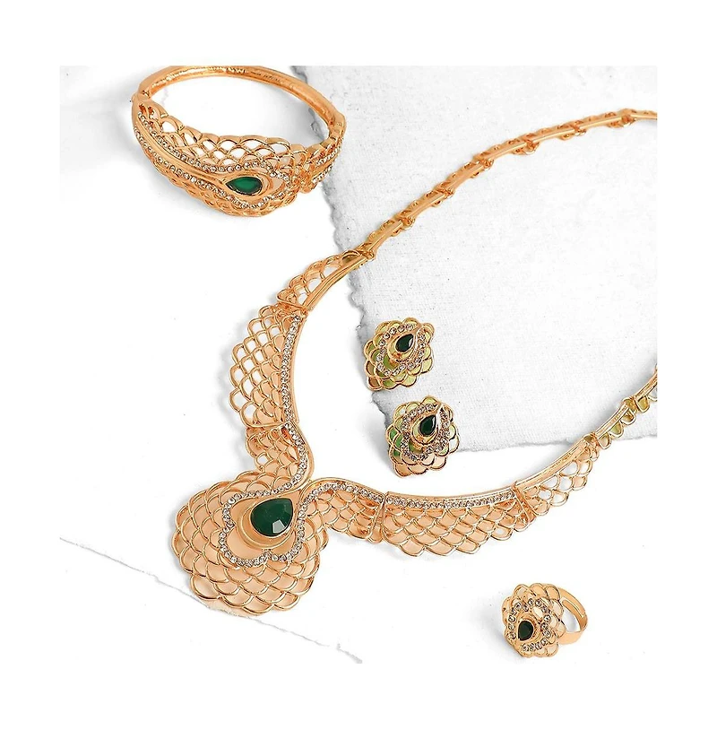 Sohi Women's Gold-Plated Stones Jewellery Set