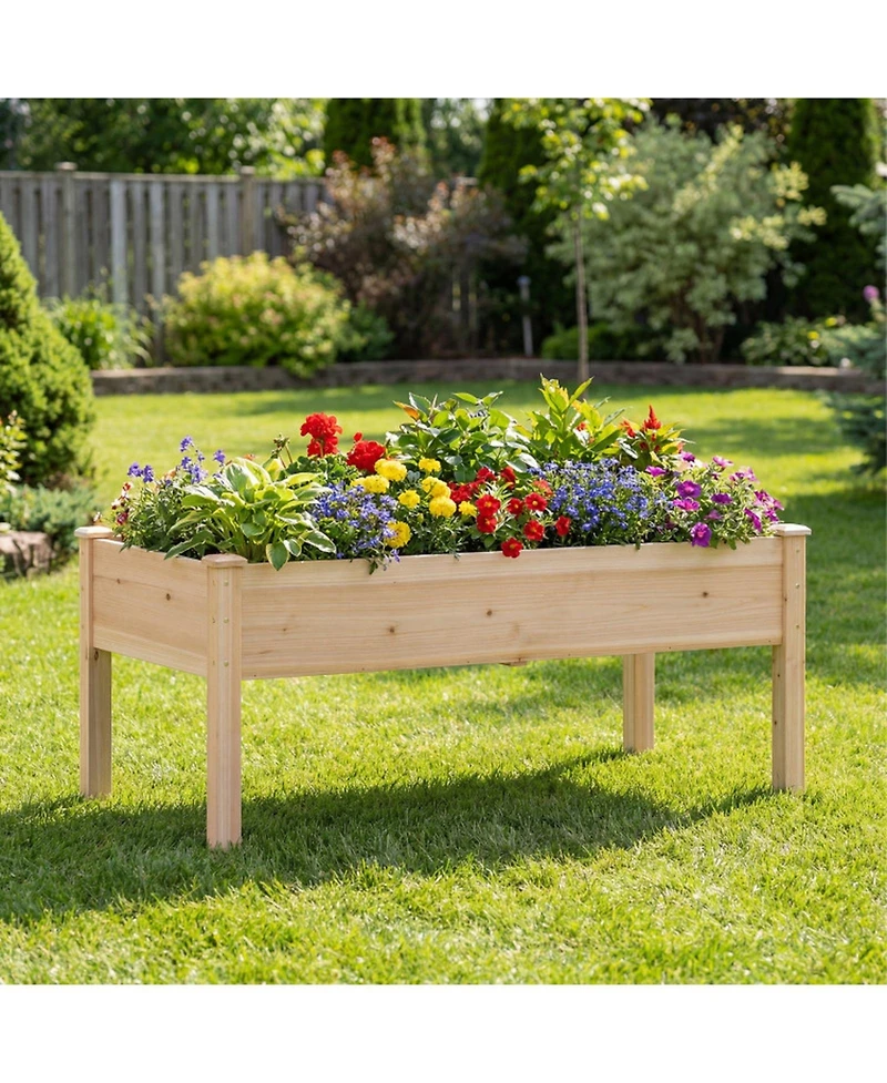 Gouun Wooden Raised Garden Bed Set of 2 with Legs Elevated Fir Wood Planter Box