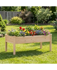 Gouun Wooden Raised Garden Bed Set of 2 with Legs Elevated Fir Wood Planter Box
