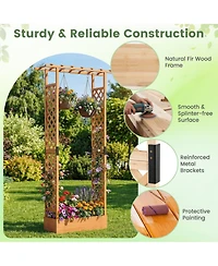 Gouun 89 in Tall Wooden Raised Garden Bed with Side Trellis and Hanging Roof