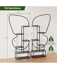 Gouun 6-Tier Metal Plant Stand Ladder Display Rack with Hanging Hooks