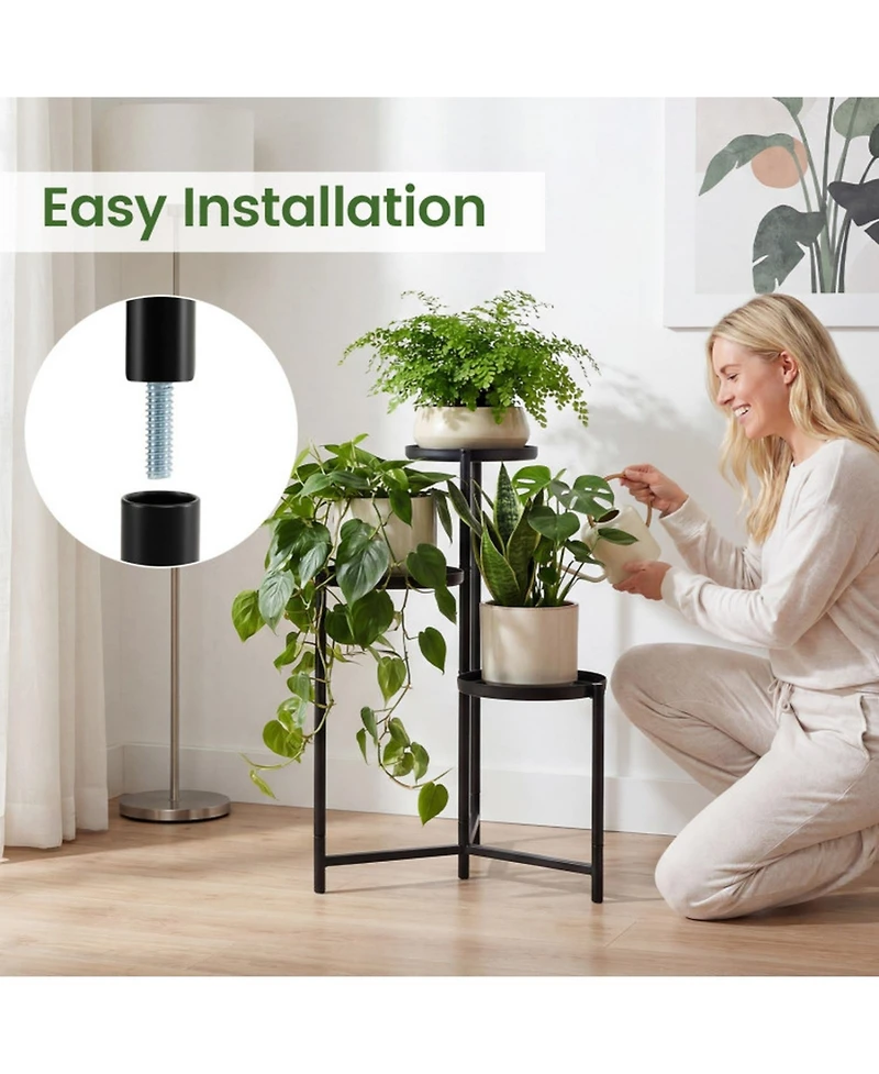 Gouun 3-Tier Metal Plant Stand Indoor Outdoor Tall Corner Flower Pot Holder