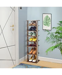Gouun 7-Tier Vertical Wooden Shoe Rack Space-Saving Organizer for Front Door