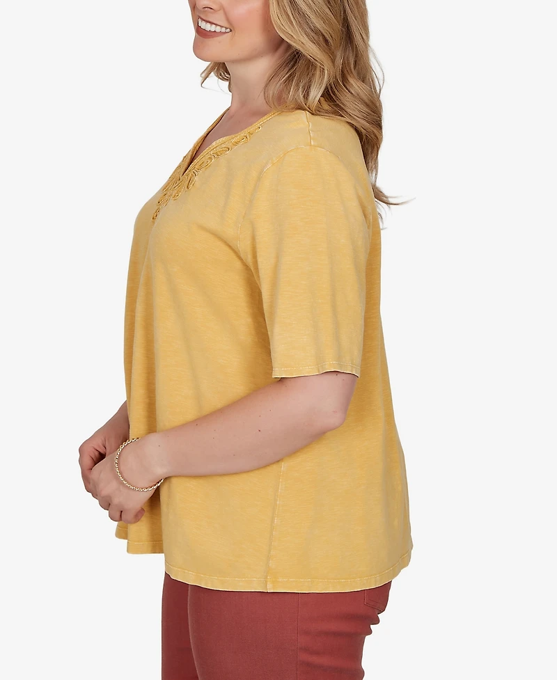 Ruby Rd. Plus Soutache V-Neck Knit Top