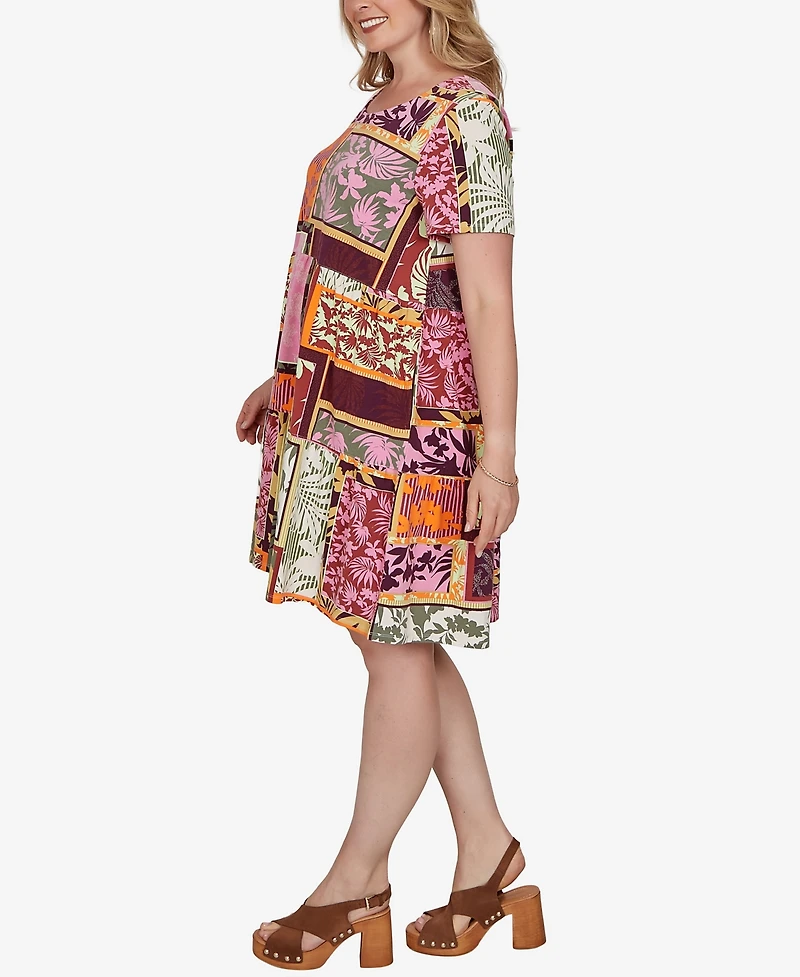 Ruby Rd. Plus Tropical Patchwork Pocket Dress