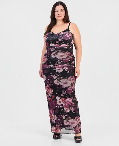 Emerald Sundae Plus Floral Ruched Maxi Dress
