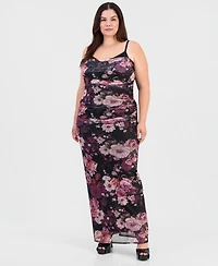 Emerald Sundae Plus Floral Ruched Maxi Dress
