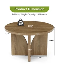 Tribesigns 31.5'' Round Coffee Table, Circle Center Table for Living Room, Modern Wooden Coffee Table
