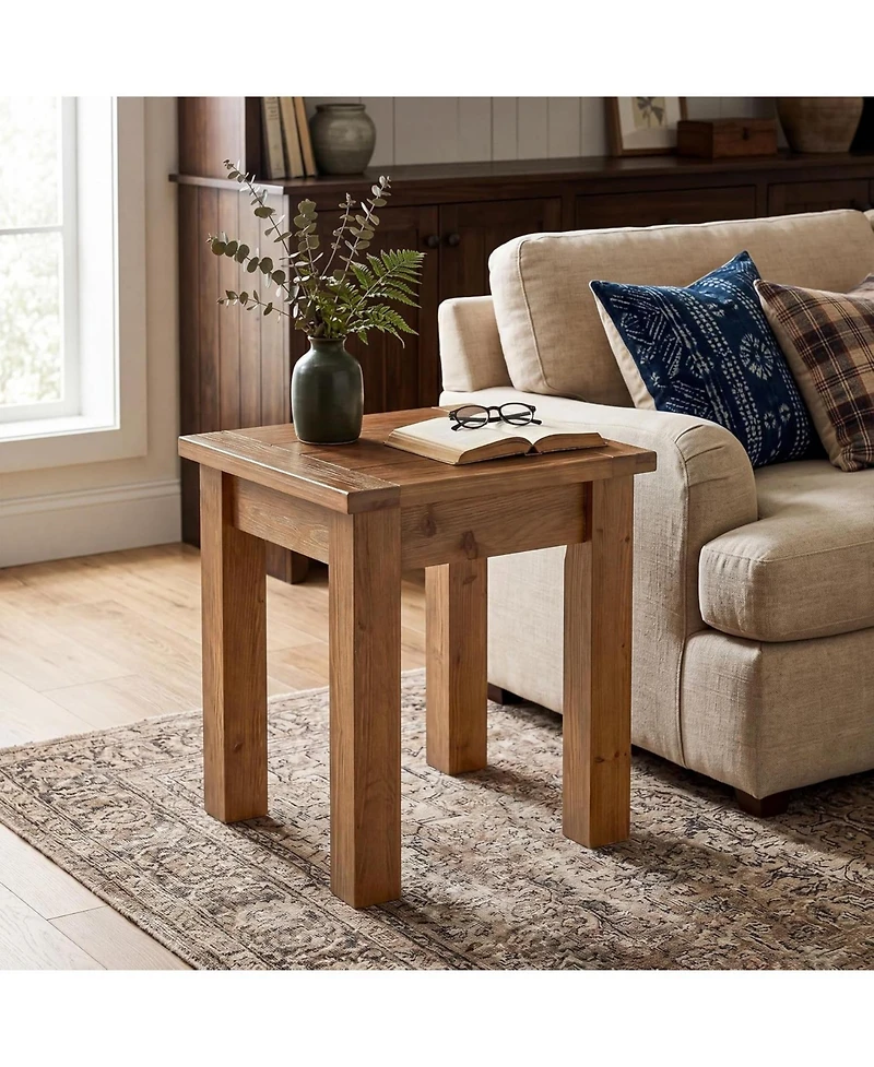 Tribesigns Solid Wood Side Table, Farmhouse Square End Tale with Stable 4 Legs