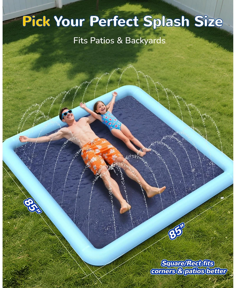 Aofar Splash Pad Sprinkler Pool Dog Pet Outdoor Water Play Mat Funyard Fountain