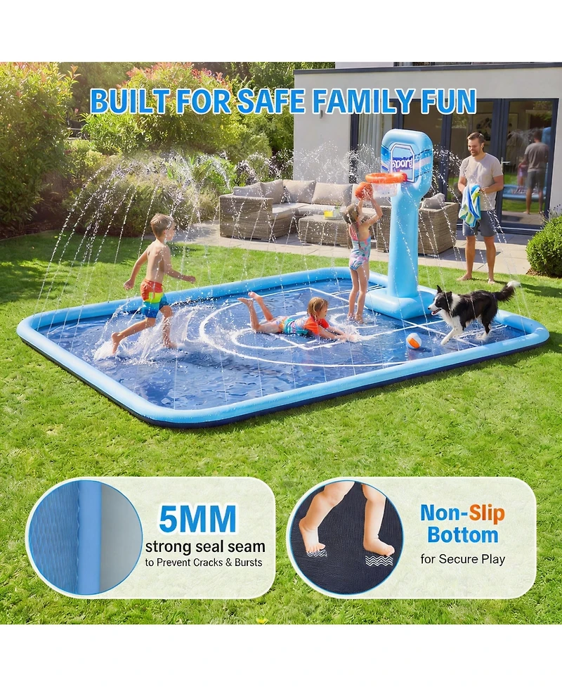 Aofar Splash Pad Sprinkler Basketball Hoop Outdoor Water Fun