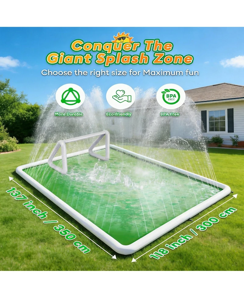 Aofar Splash Pad Sprinkler Play Mat Kids Outdoor Water Fun