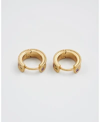 Fable England Folksy Floral Gold Huggie Earrings