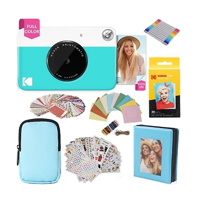 Kodak Printomatic Instant Camera Gift Bundle with Case, 20 Zink Sheets, Album and More