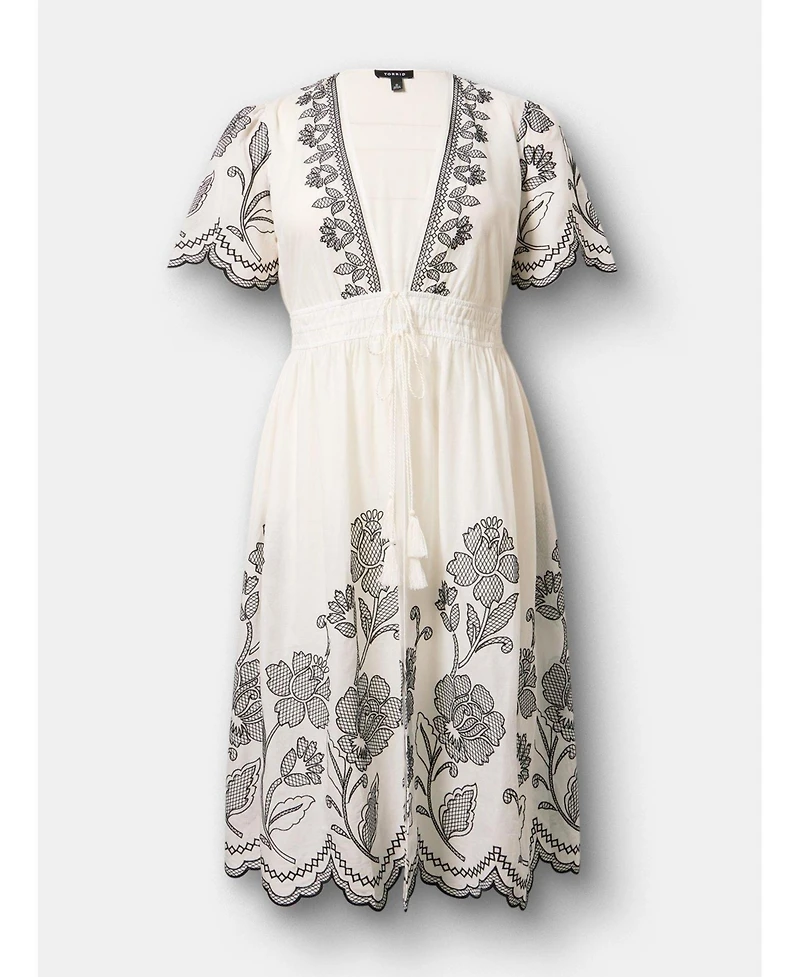 Torrid Plus Floral Embroidered Maxi Kimono